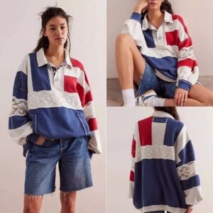 Free People  American Dream Polo - Red, Blue, Cream Small 2383